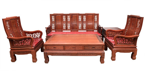 东阳红木家具/小户型客厅沙发/明清古典红木/缅花万字沙发5件套